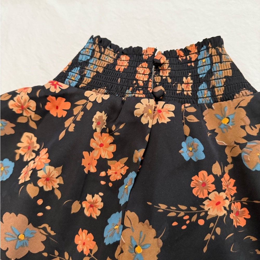 THML Black Midi Dress with Coral, Blue & Brown Floral Print - Picture 3 of 9